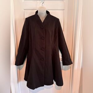 Allegra K Black Single Breasted Fitted Coat Size L NWT